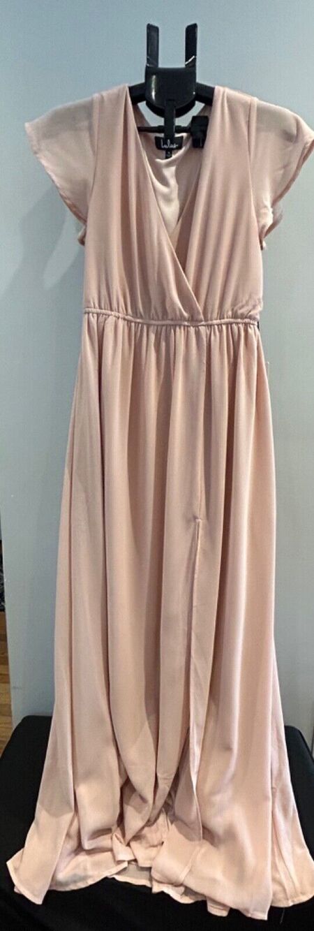 NWT LULUS Size SMALL Lost in the Moment Blush Chiffon Maxi Dress**Elastic Waist*